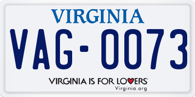 VA license plate VAG0073