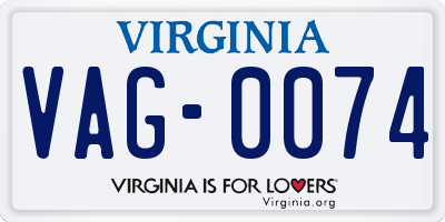 VA license plate VAG0074