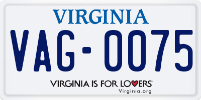 VA license plate VAG0075