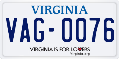 VA license plate VAG0076