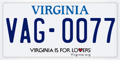 VA license plate VAG0077