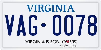 VA license plate VAG0078