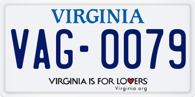 VA license plate VAG0079