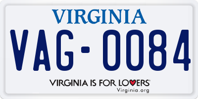 VA license plate VAG0084