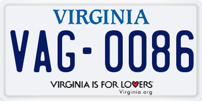 VA license plate VAG0086