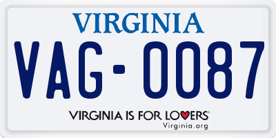 VA license plate VAG0087