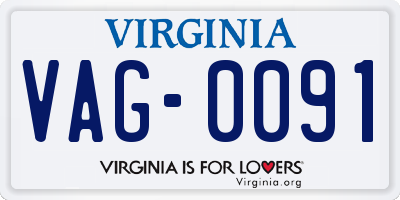 VA license plate VAG0091