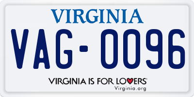 VA license plate VAG0096