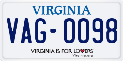 VA license plate VAG0098