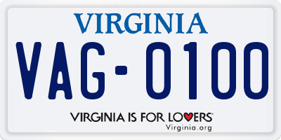 VA license plate VAG0100