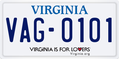 VA license plate VAG0101
