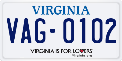 VA license plate VAG0102