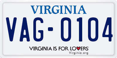 VA license plate VAG0104