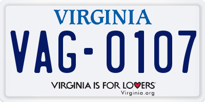 VA license plate VAG0107