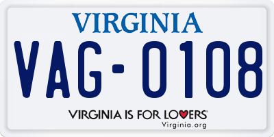 VA license plate VAG0108
