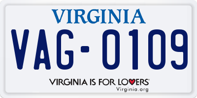 VA license plate VAG0109