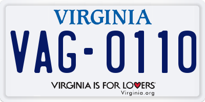 VA license plate VAG0110