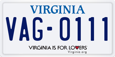 VA license plate VAG0111