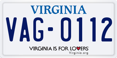 VA license plate VAG0112