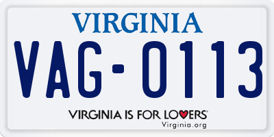 VA license plate VAG0113