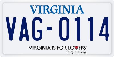 VA license plate VAG0114