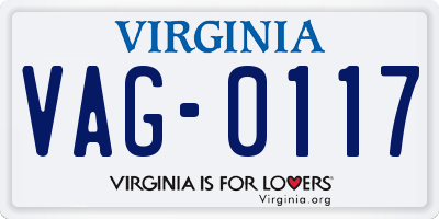 VA license plate VAG0117