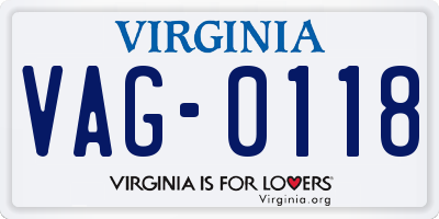 VA license plate VAG0118