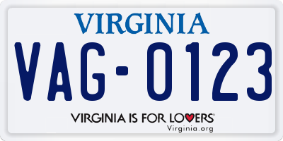 VA license plate VAG0123
