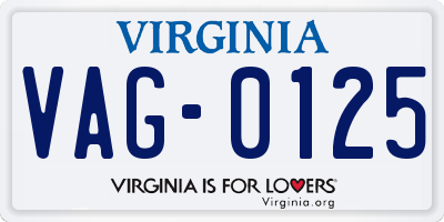 VA license plate VAG0125