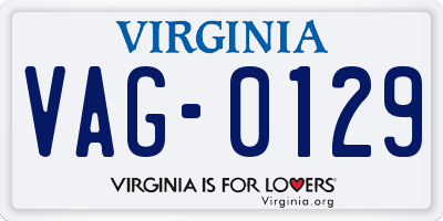 VA license plate VAG0129
