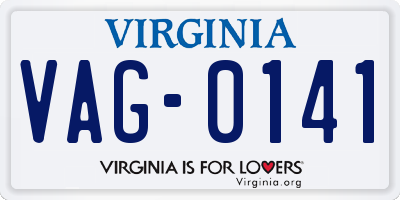 VA license plate VAG0141