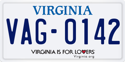 VA license plate VAG0142