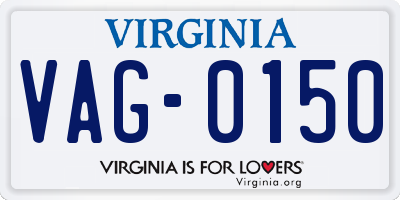 VA license plate VAG0150