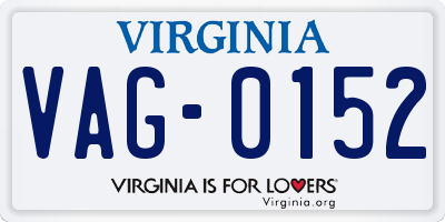 VA license plate VAG0152
