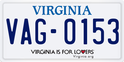 VA license plate VAG0153