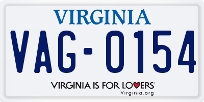 VA license plate VAG0154