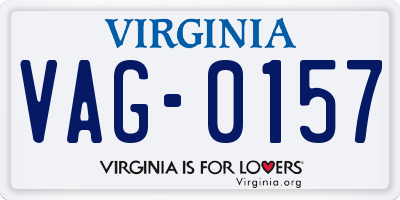 VA license plate VAG0157