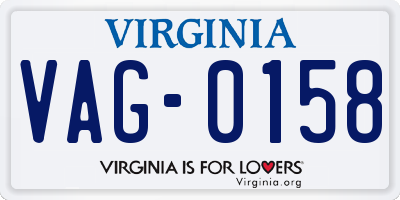 VA license plate VAG0158