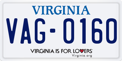 VA license plate VAG0160