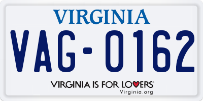 VA license plate VAG0162