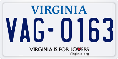VA license plate VAG0163