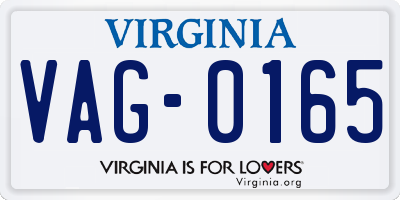 VA license plate VAG0165