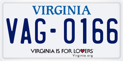 VA license plate VAG0166