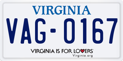 VA license plate VAG0167