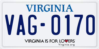 VA license plate VAG0170