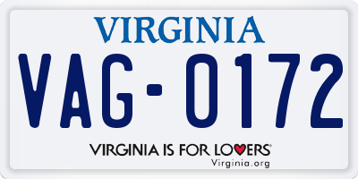 VA license plate VAG0172