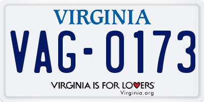 VA license plate VAG0173