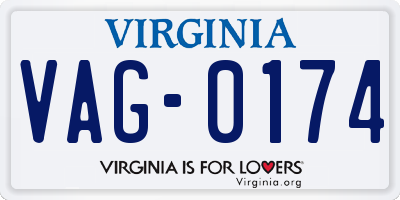 VA license plate VAG0174