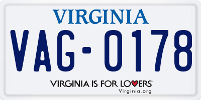 VA license plate VAG0178