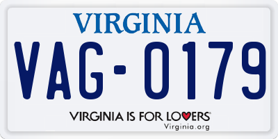 VA license plate VAG0179